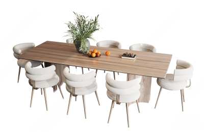 现代餐桌椅组合3D模型下载